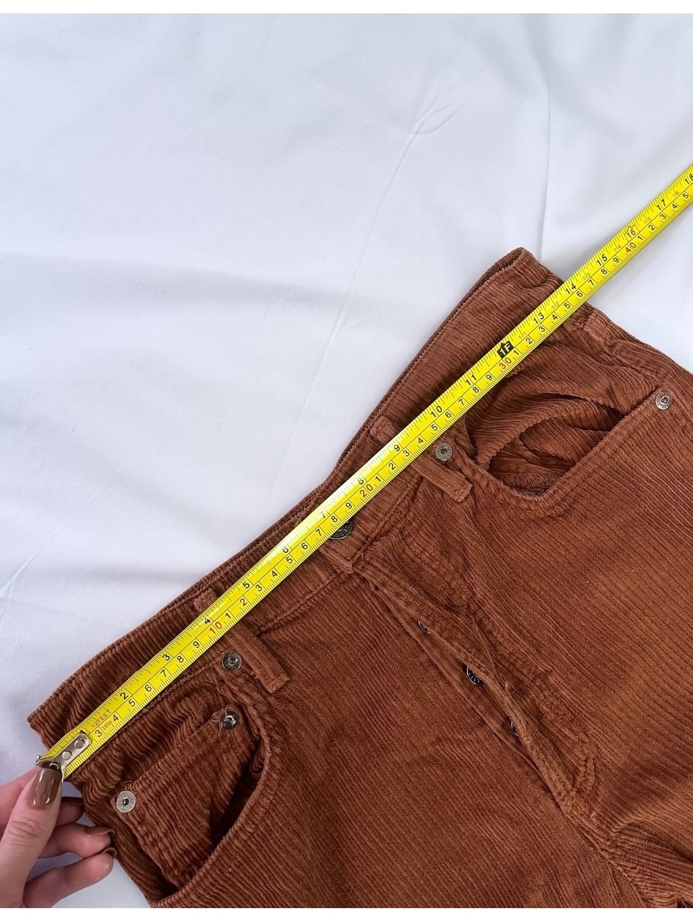 AGOLDE Riley High-Rise Straight-Leg Corduroy Pants Rust-Brown Size 26 - Picture 9 of 10